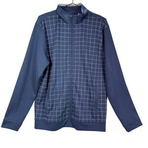 Walter Hagen Golf Track Jacket M Blue 11 Majors Grid Pattern Full Zip 100% Poly